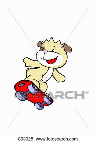 Clip Art - A dog skateboarding. Fotosearch