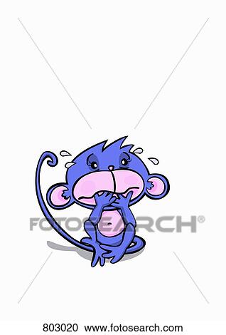 Clipart - A monkey crying. Fotosearch