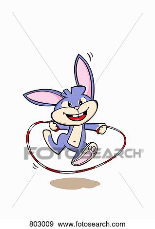 Clip Art - A rabbit jumping rope. Fotosearch