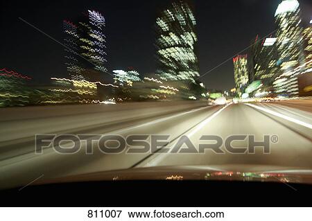 Multiple lane highway, night, city View Large Photo Image Stock Photo - Multiple lane highway, night, city. Fotosearch