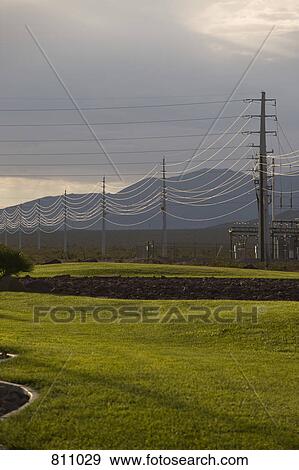 Power lines in a remote area View Large Photo Image Stock Photo - Power lines in a remote area. Fotosearch