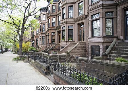 Stock Photography - Brownstone townhouses, Brooklyn, New York City. Fotosearch