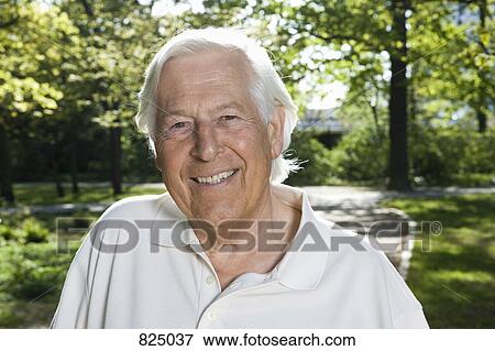 Stock Photo - A portrait of a senior man, outdoors. Fotosearch