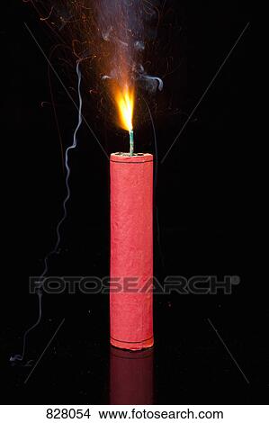 Picture - A lit firecracker. Fotosearch