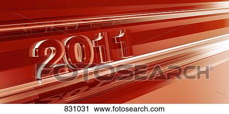 Stock Image - 2011 in a red background. Fotosearch