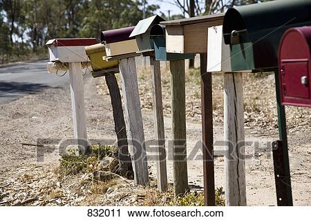 Stock Image - A row of mailboxes. Fotosearch