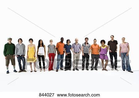 Stock Photo - A group of young adults standing in a row. Fotosearch