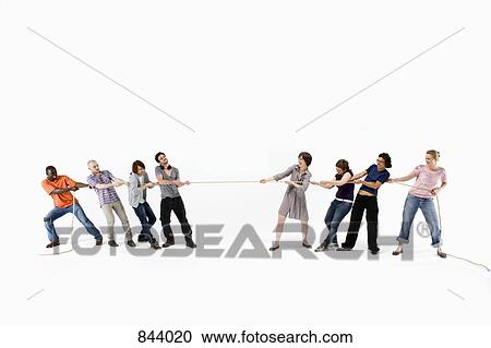 Men against women in a tug of war View Large Photo Image Stock Image - Men against women in a tug of war. Fotosearch