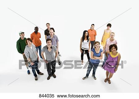 Stock Photography - Portrait of a group of men and group of women. Fotosearch