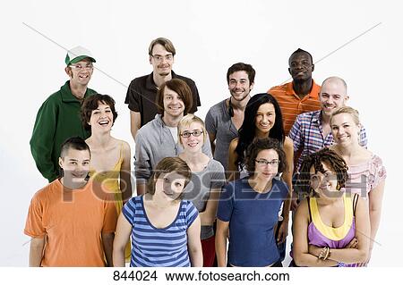 Picture - Portrait of a group of men and women standing together. Fotosearch