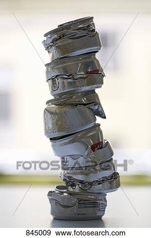 A tower of stacked, crushed soda cans View Large Photo Image Stock Photo - A tower of stacked, crushed soda cans. Fotosearch