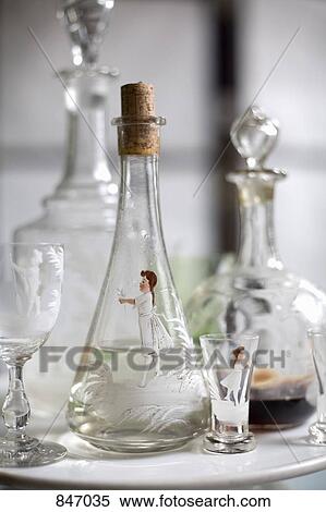 Stock Photography - Various decanters and glasses. Fotosearch