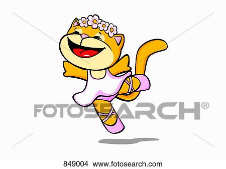 Clipart - A cartoon cat ballet dancing. Fotosearch