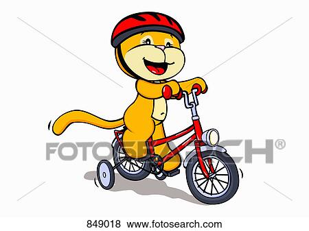 A Cartoon Cat Riding A Bicycle Clip Art 849018 Fotosearch