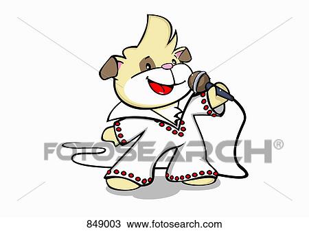 Clipart - A cartoon dog impersonating Elvis Presley. Fotosearch