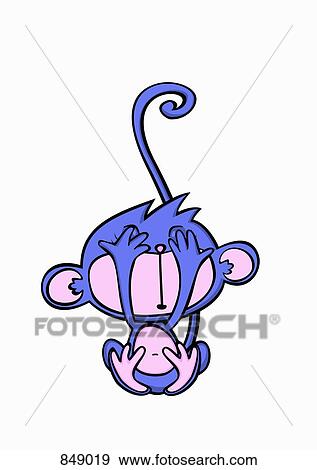 Clip Art - A cartoon mouse covering its eyes. Fotosearch