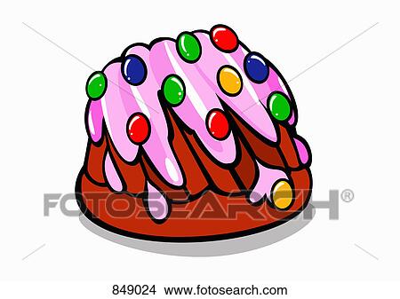 Clipart - An illustrated cake. Fotosearch