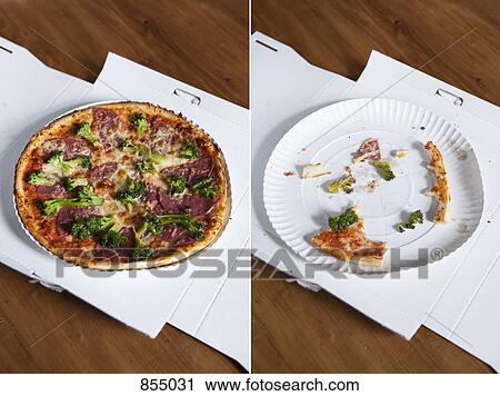A diptych of a whole pizza and an eaten pizza View Large Photo Image Stock Image - A diptych of a whole pizza and an eaten pizza. Fotosearch