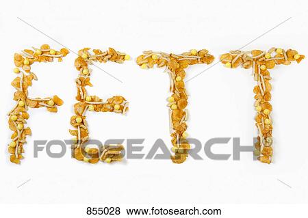 Stock Photo - FETT spelled out in snacks. Fotosearch