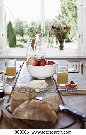 A table set for breakfast View Large Photo Image Stock Photography - A table set for breakfast. Fotosearch