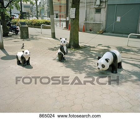 Panda sculptures in a public square View Large Photo Image Picture - Panda sculptures in a public square. Fotosearch