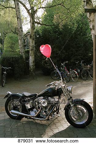 A heart shaped balloon tied to a motorcycle View Large Photo Image Stock Image - A heart shaped balloon tied to a motorcycle. Fotosearch