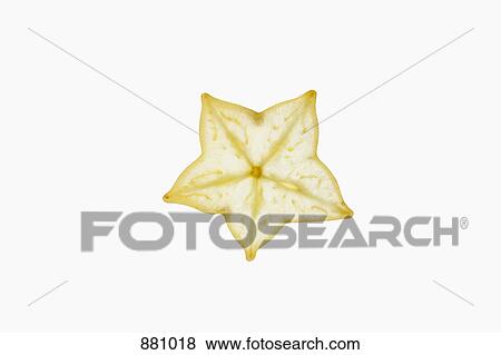 Stock Photo - A slice of an organic carambola on a lightbox. Fotosearch