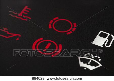 Detail of warning lights on a car dashboard View Large Photo Image Stock Photo - Detail of warning lights on a car dashboard. Fotosearch