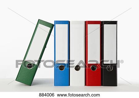 Stock Photograph - Five colored ring binders. Fotosearch