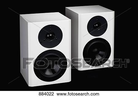 Two white speakers View Large Photo Image Stock Image - Two white speakers. Fotosearch