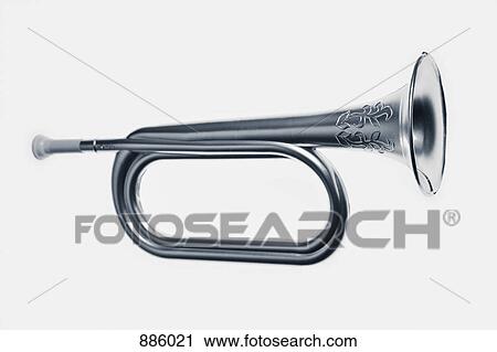 Stock Image - A plastic silver horn. Fotosearch