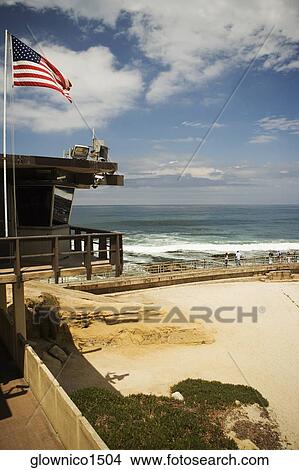 American flag on an observatory, La Jolla, San Diego, California, USA View Large Photo Image Picture - American flag on an observatory, La Jolla, San Diego, California, USA. Fotosearch