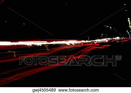 Blurred car lights at night, Los Angeles, California, USA View Large Photo Image Stock Photo - Blurred car lights at night, Los Angeles, California, USA. Fotosearch
