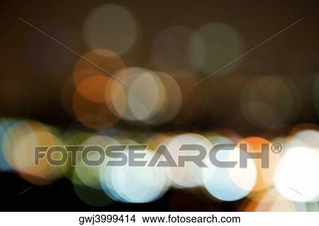 Picture - Blurred lights in the night, Los Angeles, California, USA. Fotosearch