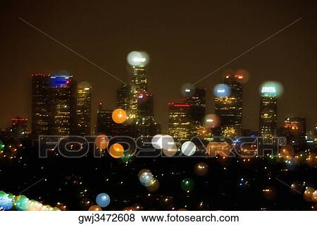 Blurred lights in the night, Los Angeles, California, USA View Large Photo Image Stock Photo - Blurred lights in the night, Los Angeles, California, USA. Fotosearch