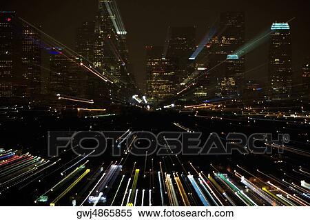 Blurred lights in the night, Los Angeles, California, USA View Large Photo Image Stock Photography - Blurred lights in the night, Los Angeles, California, USA. Fotosearch