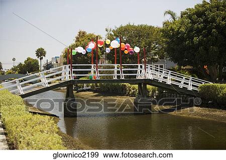 Bridge running over a canal, Venice, Los Angeles, California, USA View Large Photo Image Stock Photo - Bridge running over a canal, Venice, Los Angeles, California, USA. Fotosearch