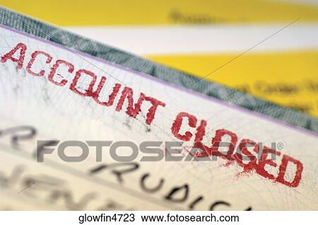 Stock Image - Check with account closed written on it, close-up. Fotosearch