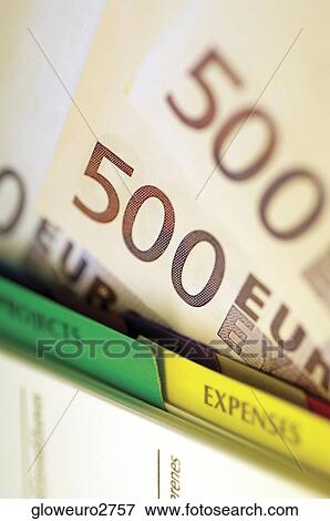 Close-up of a diary on five hundred Euro banknotes View Large Photo Image Stock Photo - Close-up of a diary on five hundred Euro banknotes. Fotosearch