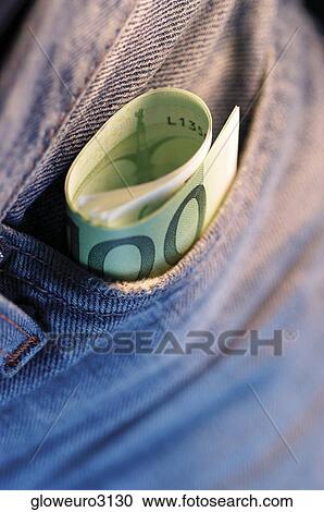 Close-up of a roll of Euro banknotes in a pocket View Large Photo Image Stock Image - Close-up of a roll of Euro banknotes in a pocket. Fotosearch