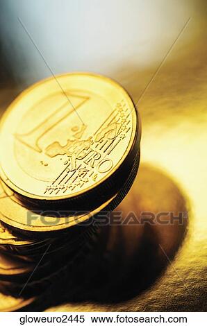 Stock Photography - Close-up of a stack of Eurocent coins. Fotosearch
