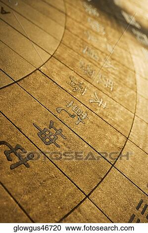 Stock Image - Close-up of Chinese characters on a panel. Fotosearch