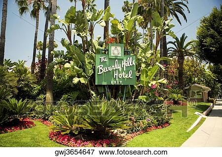 Entrance to a hotel, Beverly Hills Hotel, Los Angeles, California, USA View Large Photo Image Stock Photo - Entrance to a hotel, Beverly Hills Hotel, Los Angeles, California, USA. Fotosearch