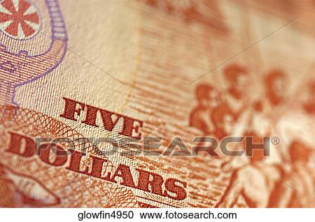 Extreme close-up of five dollar bank note View Large Photo Image Stock Image - Extreme close-up of five dollar bank note. Fotosearch
