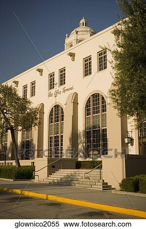 Stock Photography - Facade of a post office, United States Post Office, Los Angeles, California, USA. Fotosearch