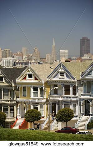 Facade of townhouses, San Francisco, California, USA View Large Photo Image Stock Photo - Facade of townhouses, San Francisco, California, USA. Fotosearch