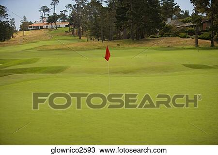 Stock Image - Golf flag in a golf course. Fotosearch