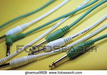 Group of yellow and green cables with audio plugs, close-up View Large Photo Image Stock Photo - Group of yellow and green cables with audio plugs, close-up. Fotosearch