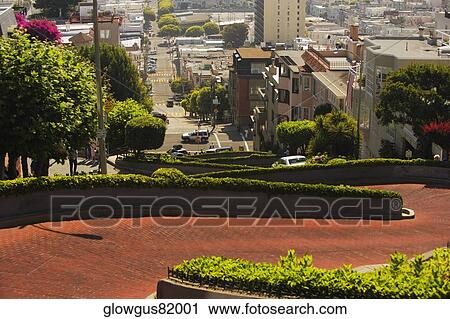 High angle view of Lombard Street, San Francisco, California, USA View Large Photo Image Stock Image - High angle view of Lombard Street, San Francisco, California, USA. Fotosearch