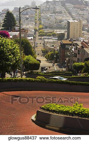High angle view of Lombard Street, San Francisco, California, USA View Large Photo Image Stock Photo - High angle view of Lombard Street, San Francisco, California, USA. Fotosearch